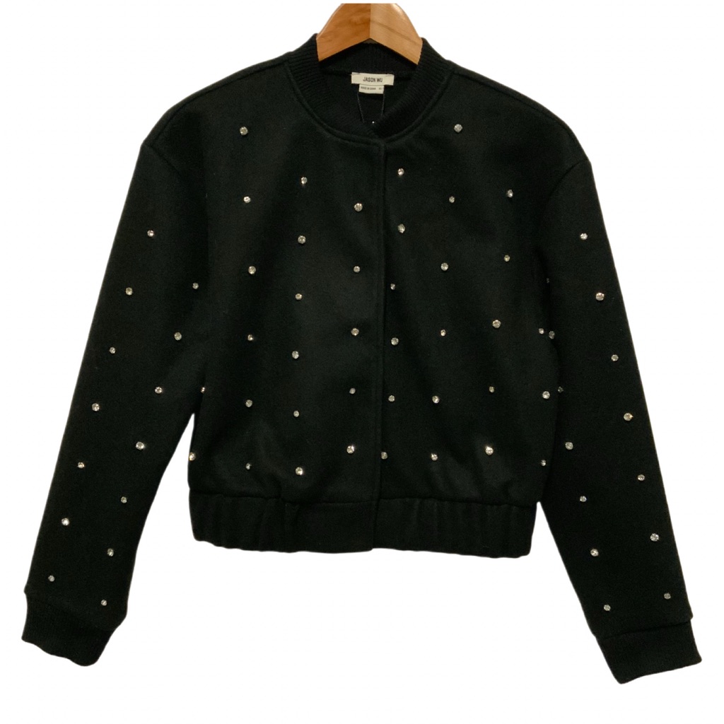 Jason Wu Black Rhinestone Bomber Jacket Xs